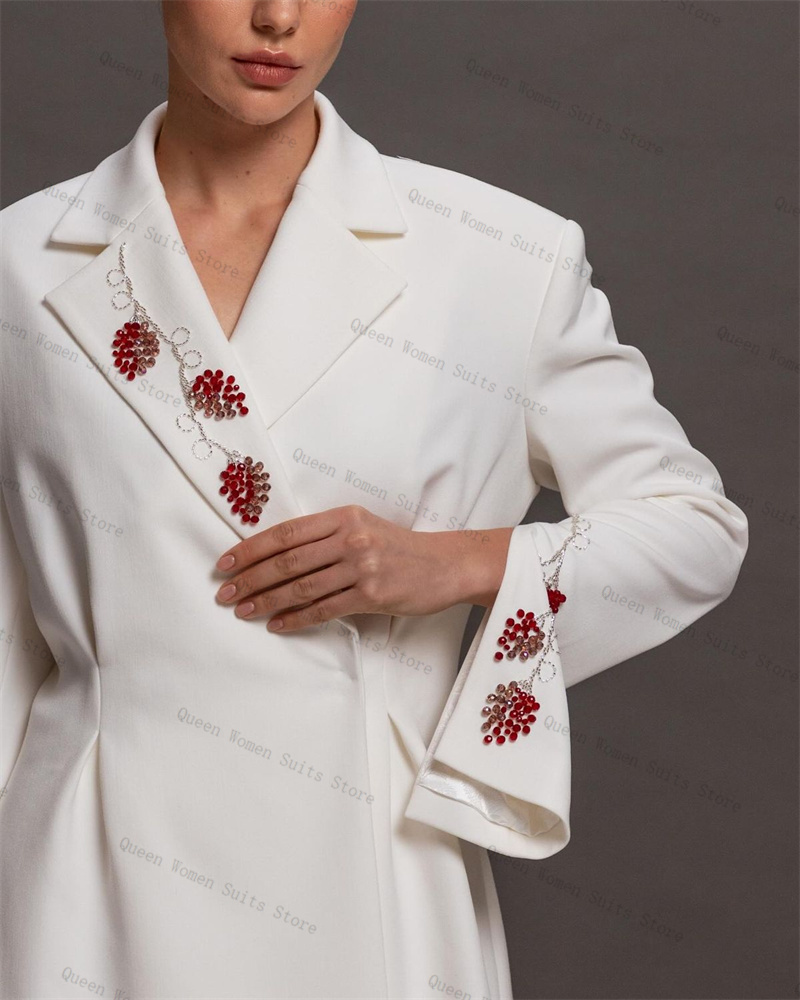 Women Luxury Formal Wear - Luxury White Women Suit Skirt Set