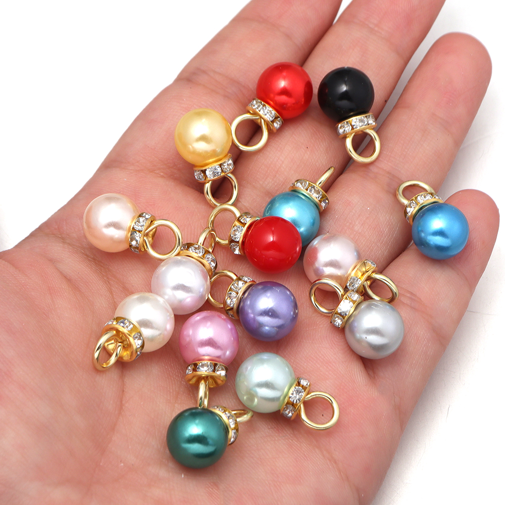 Pearl Earring Stud - 30pcs Inlaid Rhinestone Imitation Pearl Beads