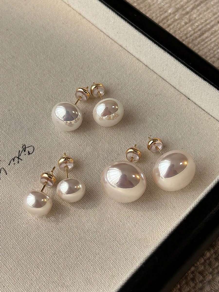 Pearl Earring Stud - 3 Pairs Retro Minimalist Elegant Faux