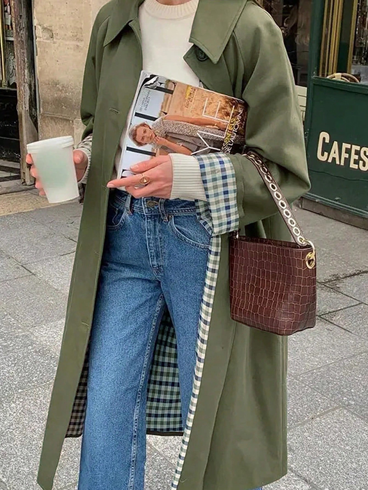 Trench Coat Formal - New In Plaid Lining Solid Trench