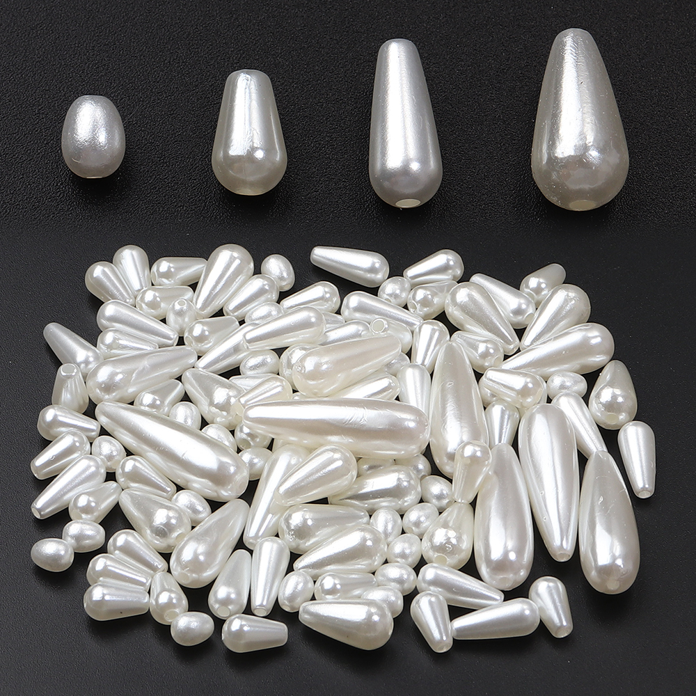 Pearl Earring Stud - 30-500pcs/lot Biege Waterdrop Shape ABS Pearl