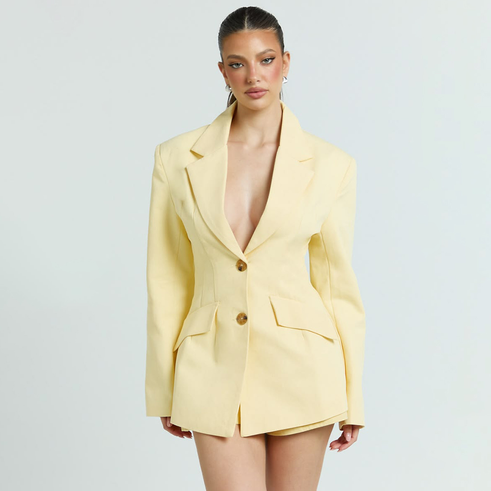 Light Yellow Women's 2Pic Suit - Women'S Office Formal Wear For Ladies บทวิจารณ์และราคา