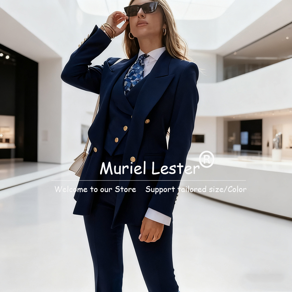 Elegant Blue Women's Suits Dou - Blazer Set Women Formal บทวิจารณ์และราคา