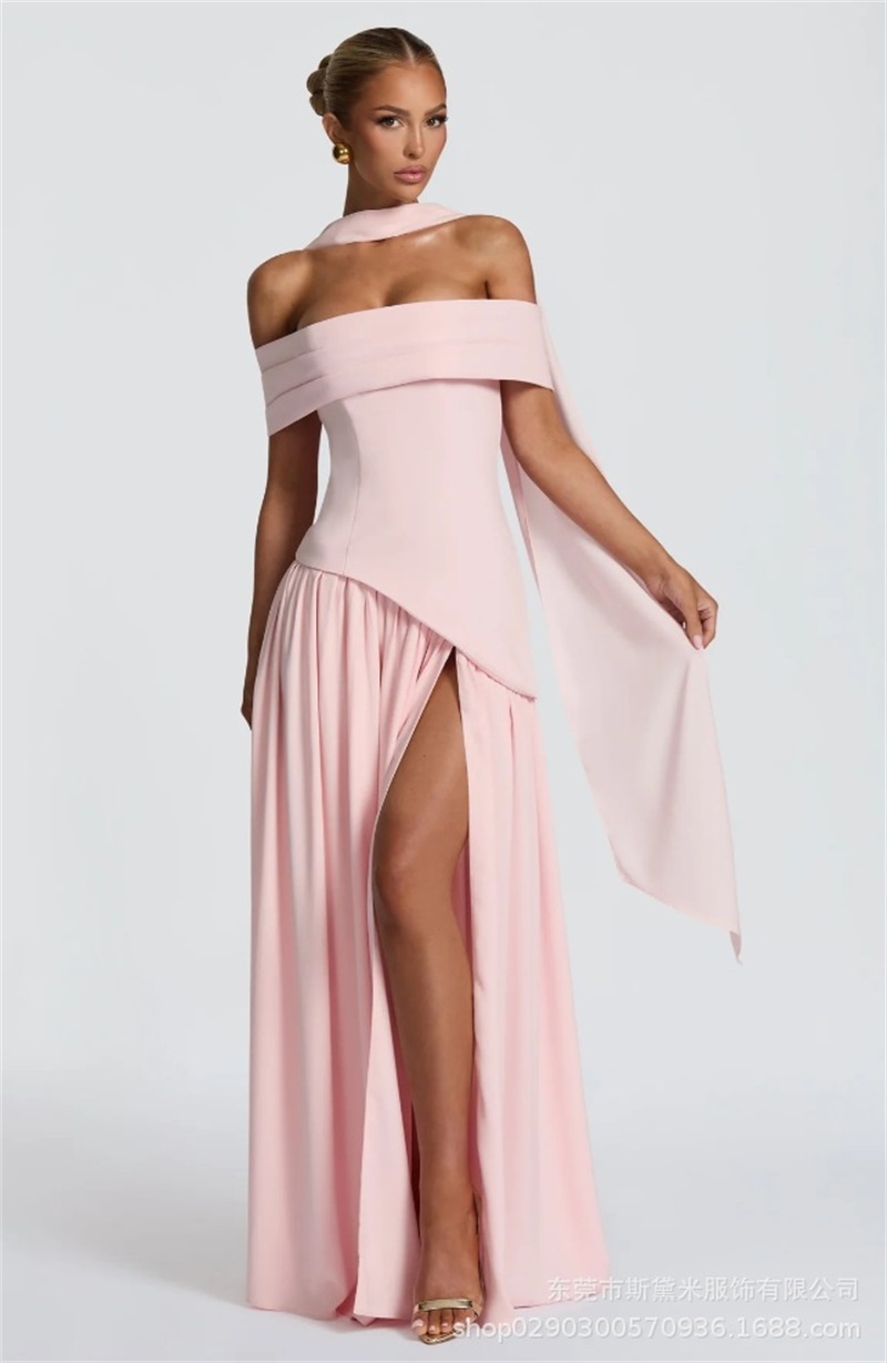 Pink Women Prom Dress With Sca - Formal Wear Gowns For Women บทวิจารณ์และราคา