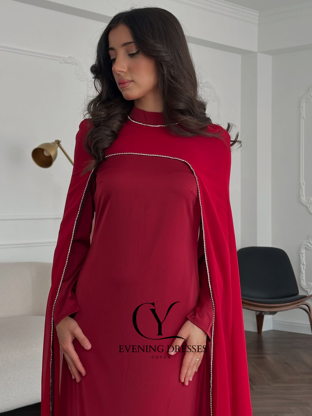 CUYUN Red Saudi Women Evening  - Women Formal Wear Dubai บทวิจารณ์และราคา