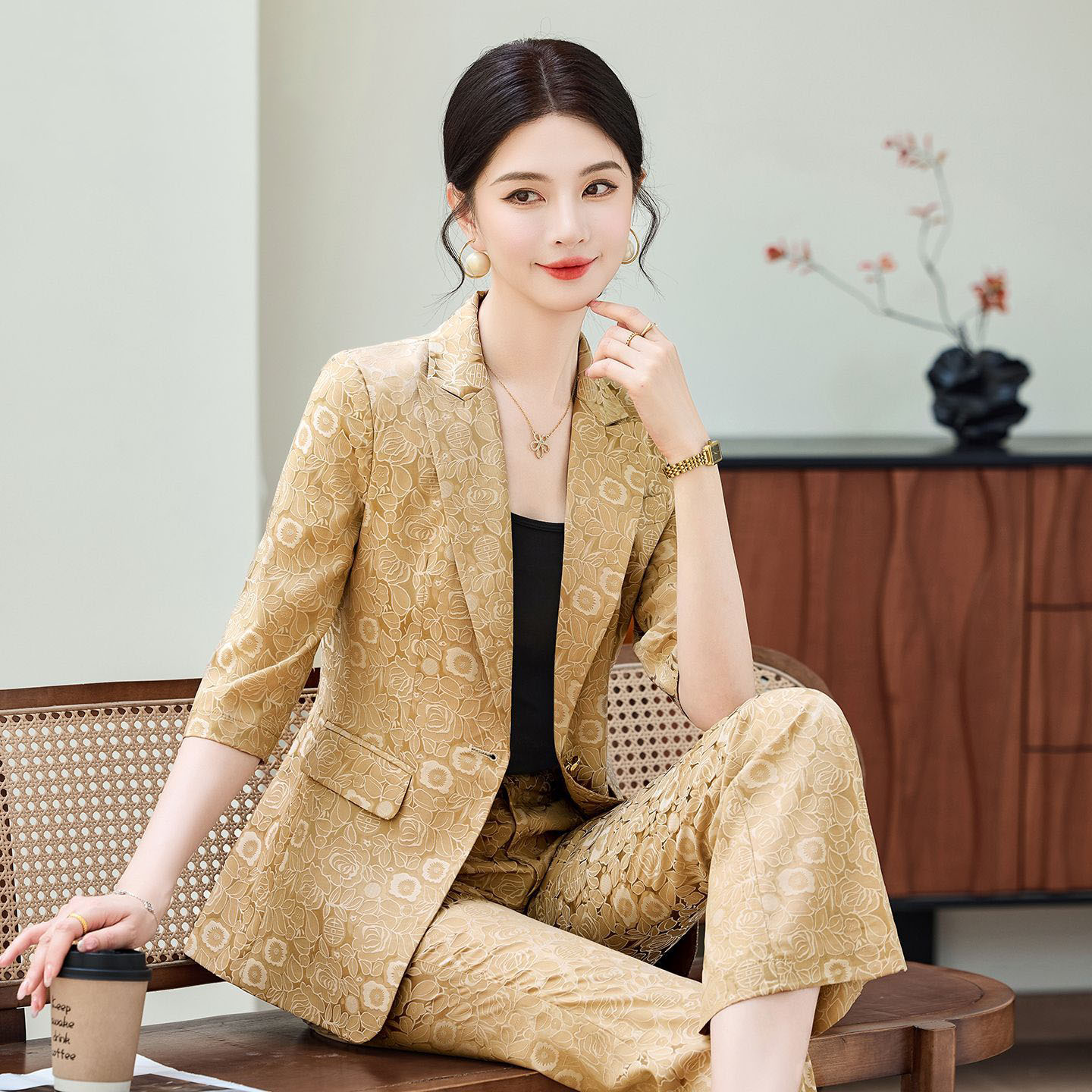 Fashion Apricot Half Sleeve Pr - Women'S Office Formal Wear For Ladies บทวิจารณ์และราคา