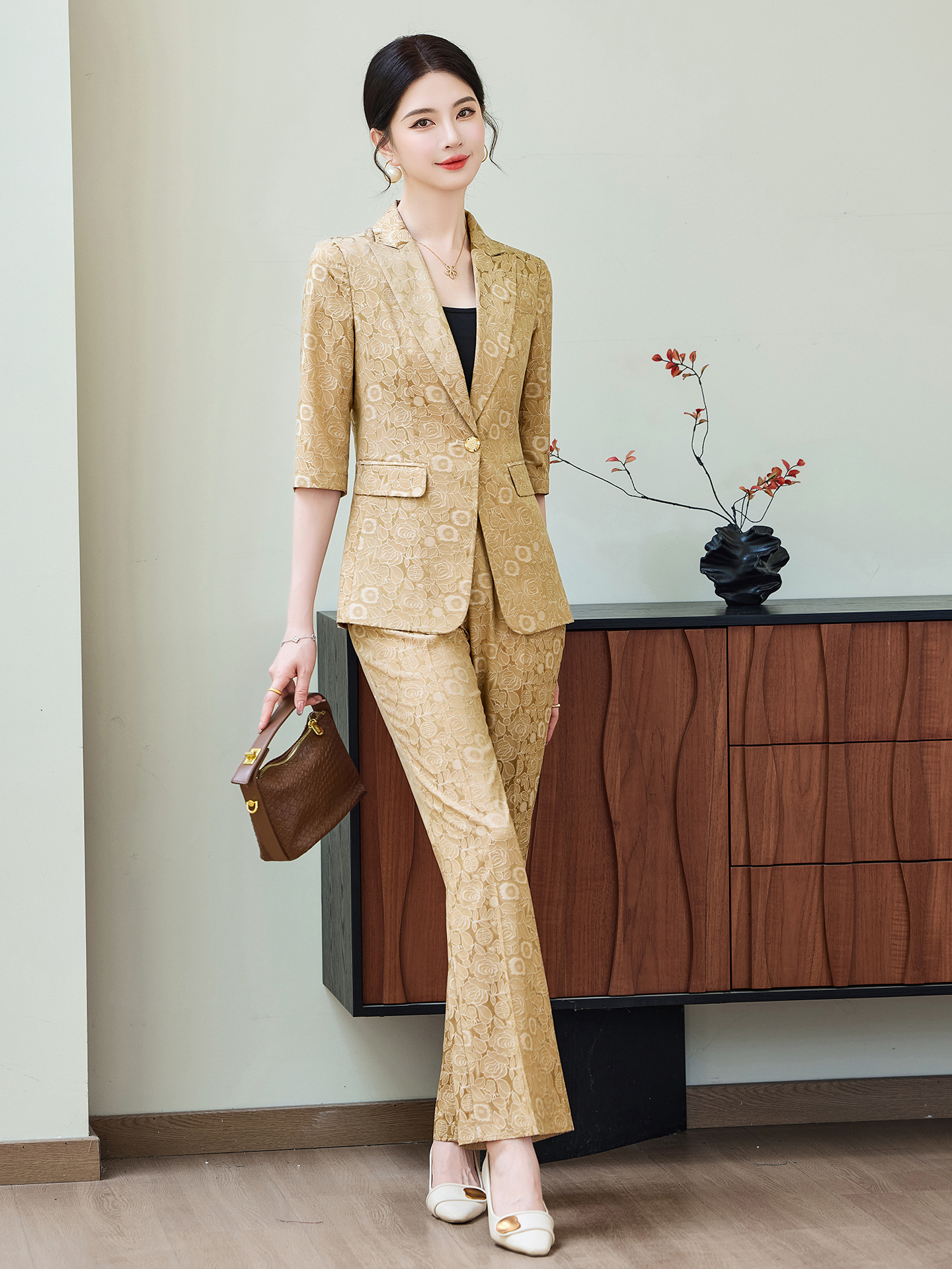 Fashion Apricot Half Sleeve Pr - Women'S Office Formal Wear For Ladies บทวิจารณ์และราคา