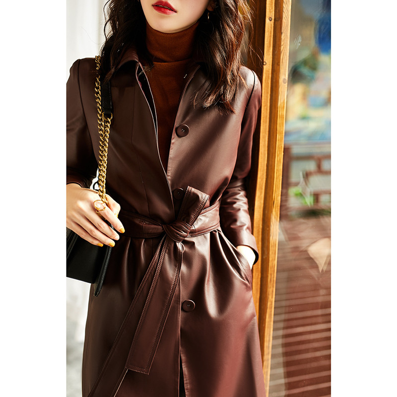Women's Large Size Leather Coa - Trench Coat Formal บทวิจารณ์และราคา