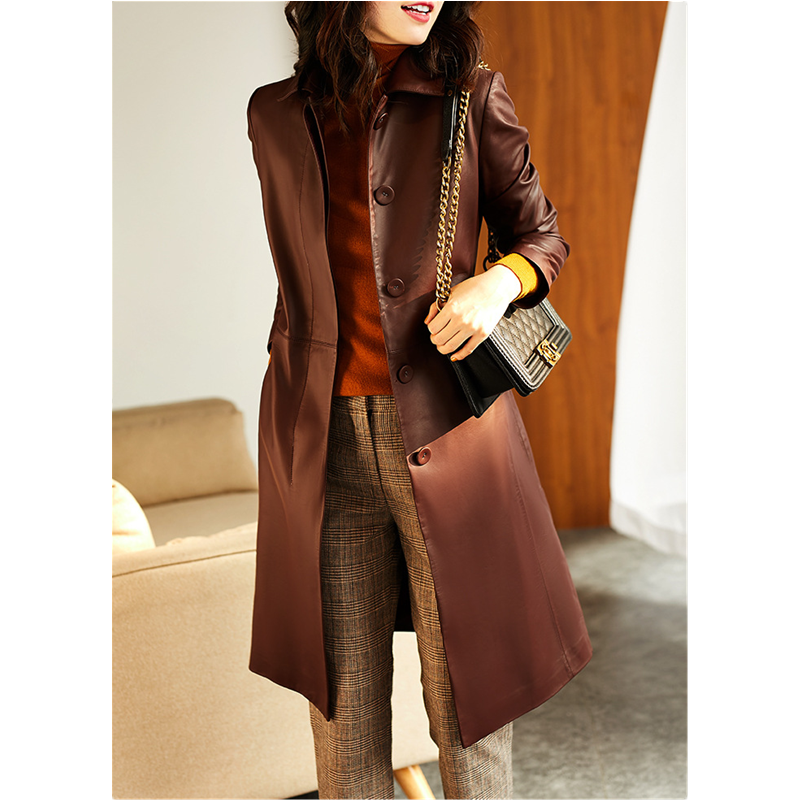 Women's Large Size Leather Coa - Trench Coat Formal บทวิจารณ์และราคา