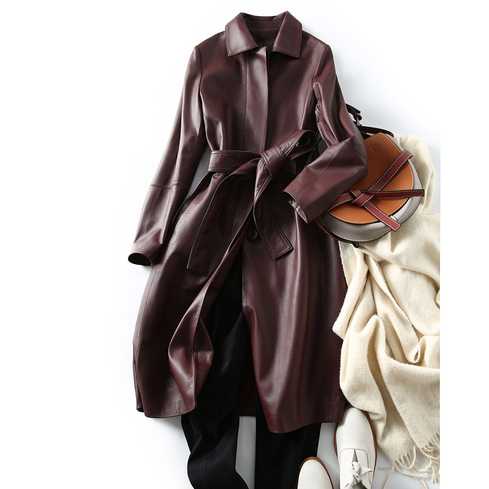 Women's Large Size Leather Coa - Trench Coat Formal บทวิจารณ์และราคา