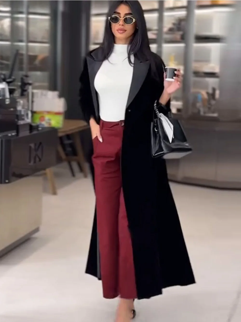 Muslim Women Abaya Eid Lapel T - Trench Coat Formal บทวิจารณ์และราคา