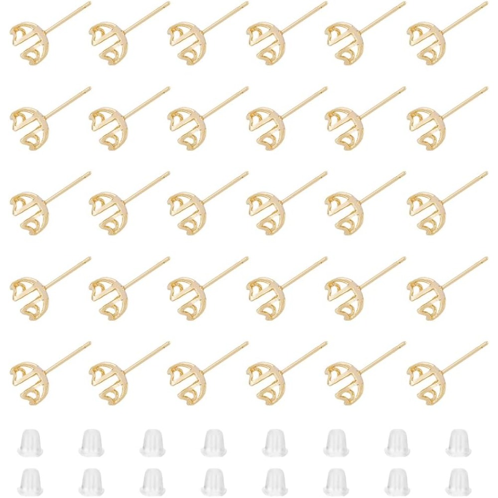 30Pcs Earring Mounting 4-Heart - Pearl Earring Stud บทวิจารณ์และราคา