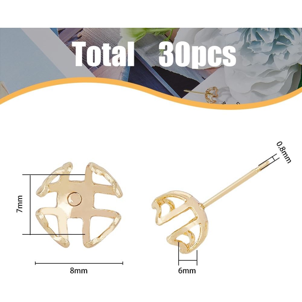 30Pcs Earring Mounting 4-Heart - Pearl Earring Stud บทวิจารณ์และราคา