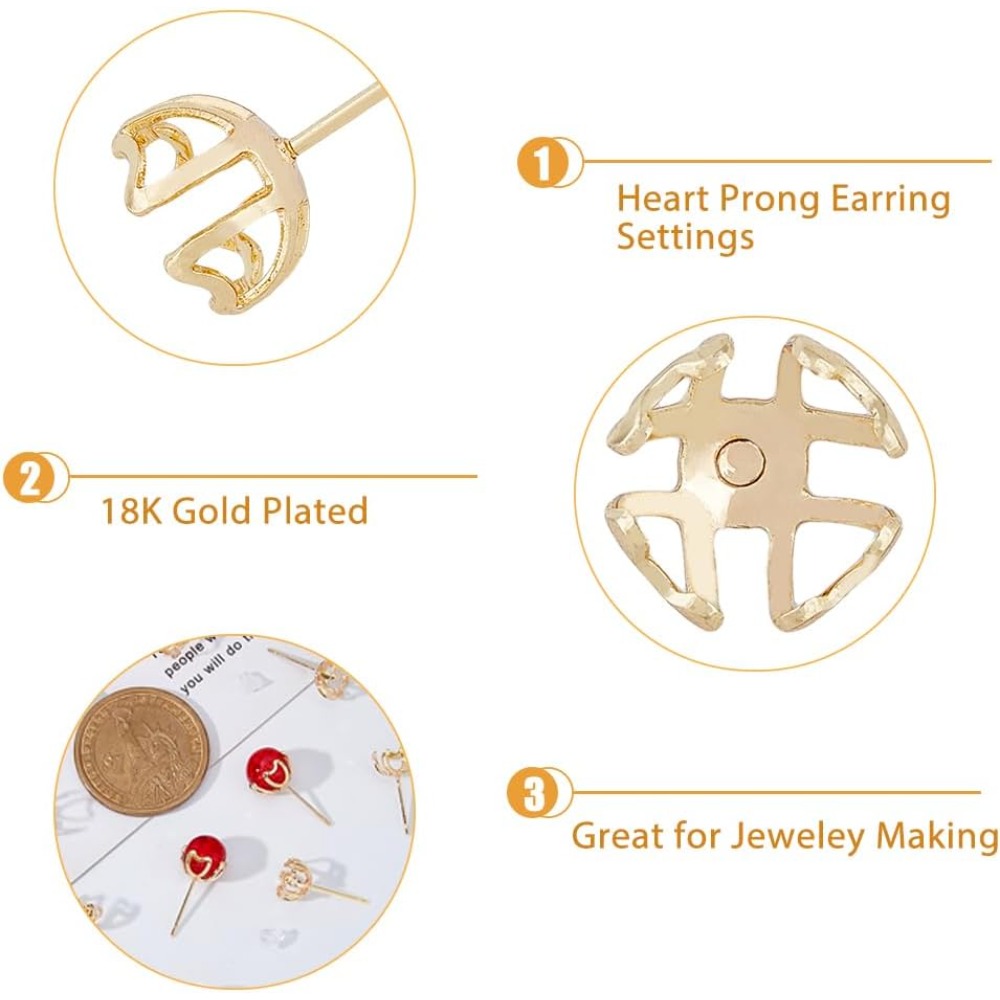 30Pcs Earring Mounting 4-Heart - Pearl Earring Stud บทวิจารณ์และราคา