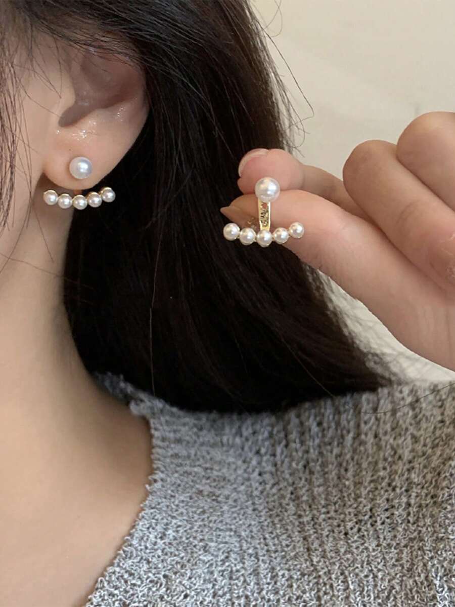 1pair Minimalist Heart Pearl S - Pearl Earring Stud บทวิจารณ์และราคา