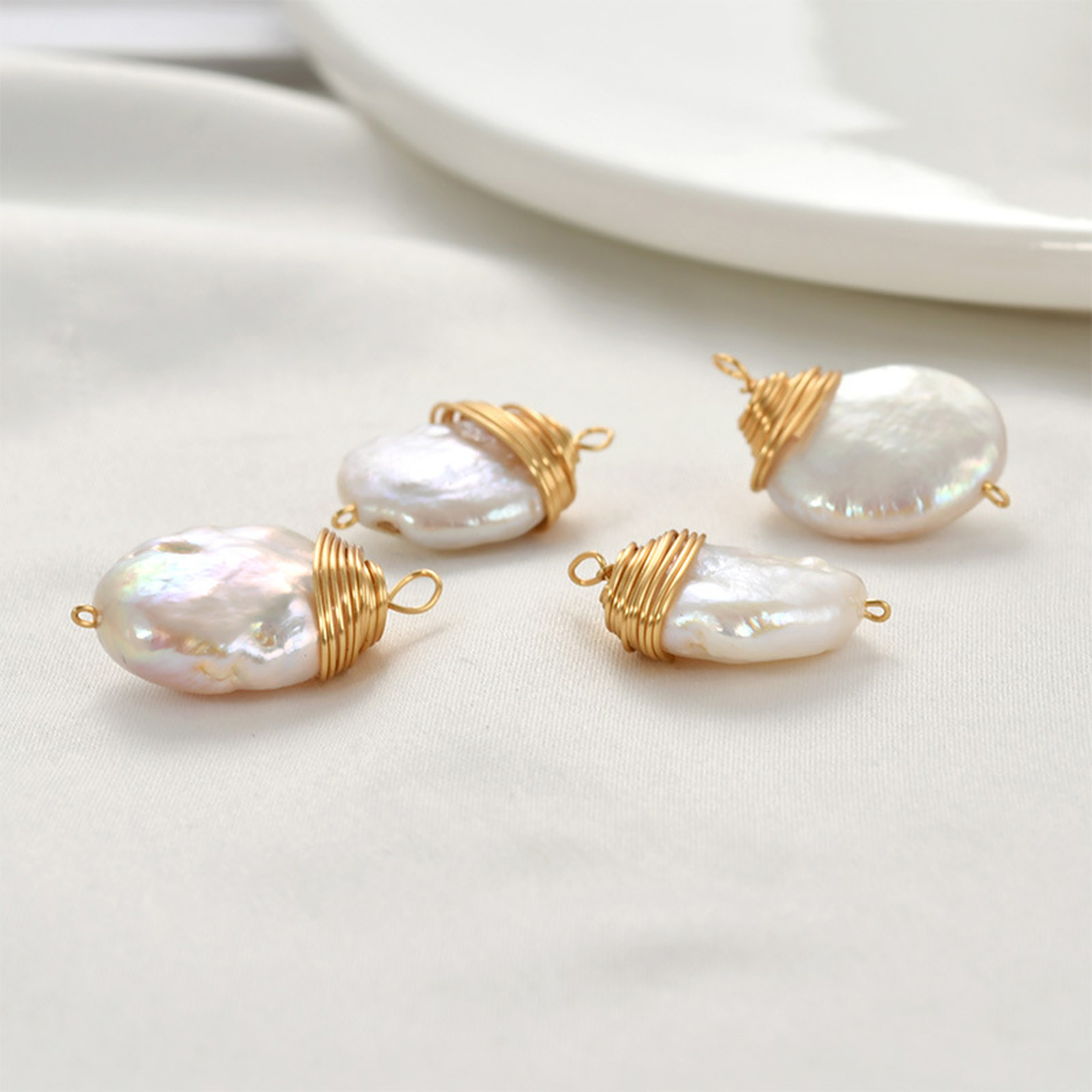 1pc Brass Charms Gold Color Wi - Pearl Earring Stud บทวิจารณ์และราคา