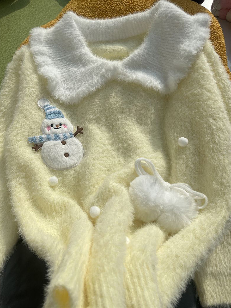 Cute Preppy Style Sweet Faux M - Cashmere Sweater Formal บทวิจารณ์และราคา