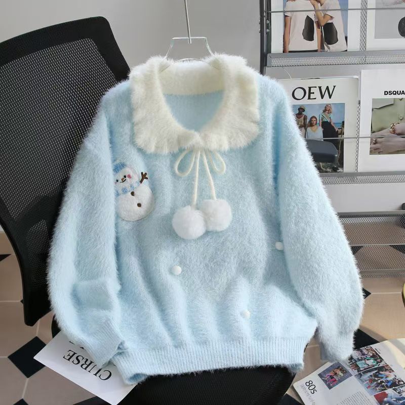 Cute Preppy Style Sweet Faux M - Cashmere Sweater Formal บทวิจารณ์และราคา