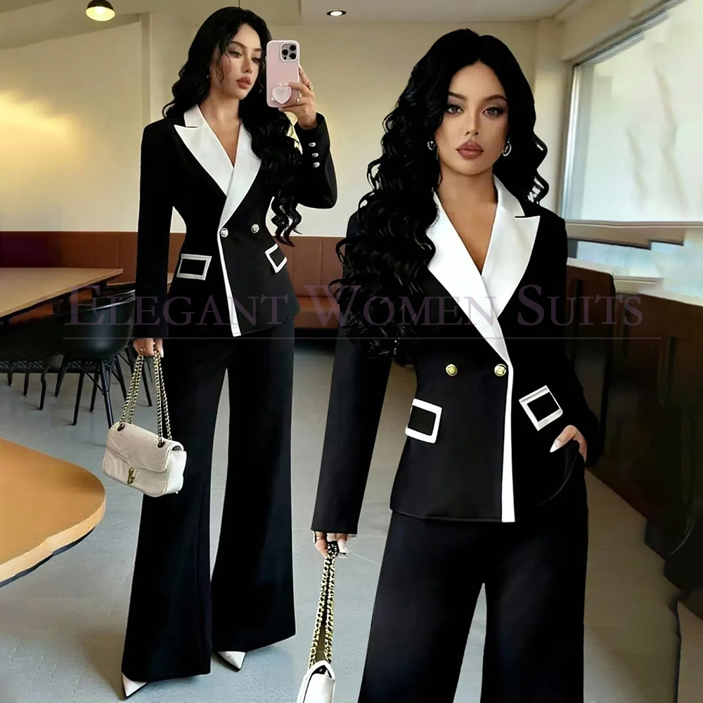 Luxury Black Women's Suits 2 P - Blazer Set Women Formal บทวิจารณ์และราคา