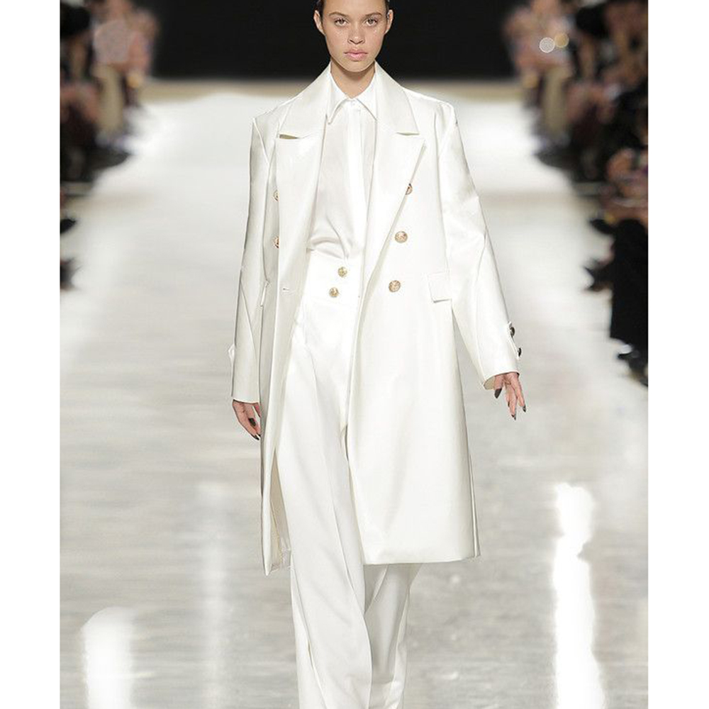 Luxurious Satin White Women's  - Trench Coat Formal บทวิจารณ์และราคา