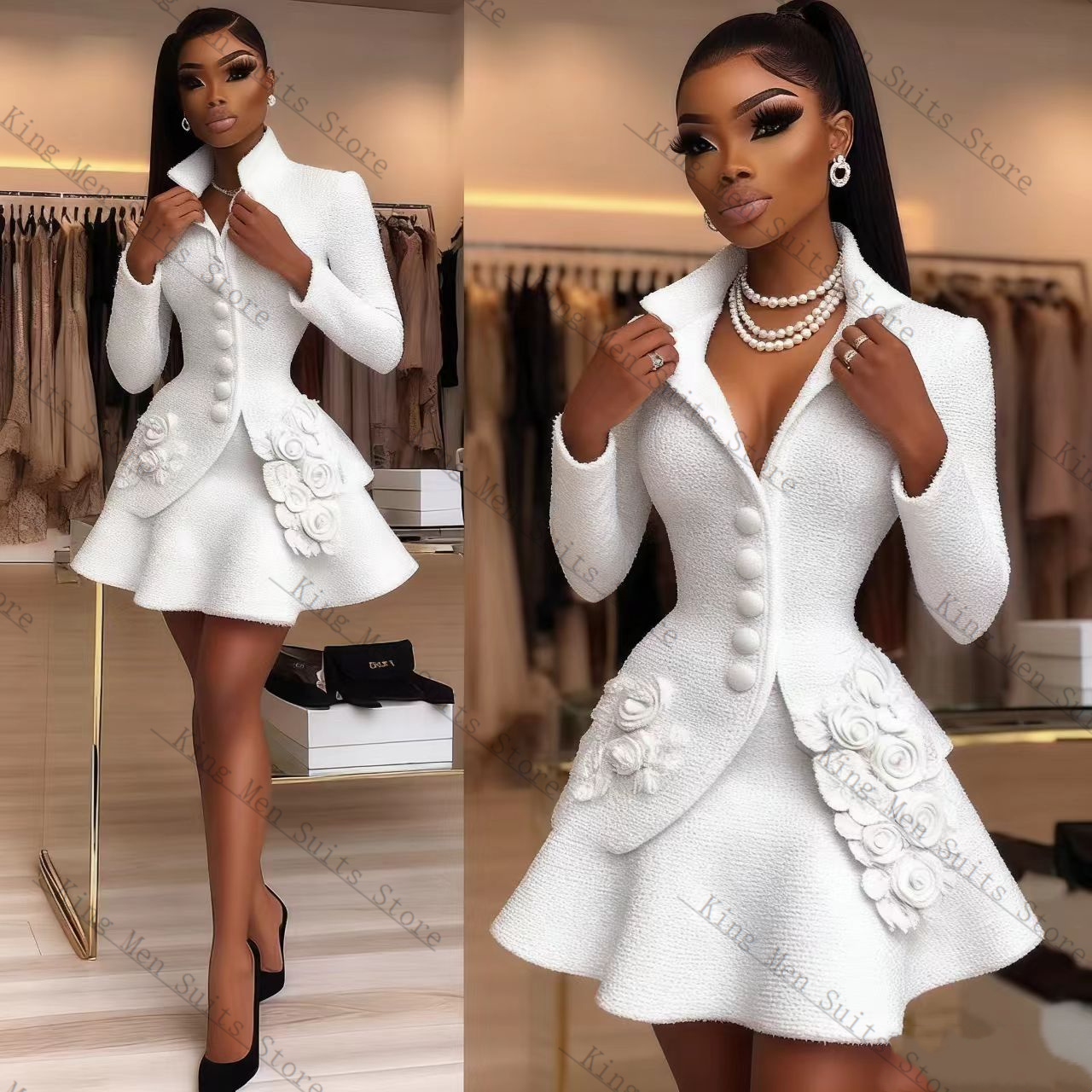 Luxury White Women Suit Set 2  - Women Luxury Formal Wear บทวิจารณ์และราคา