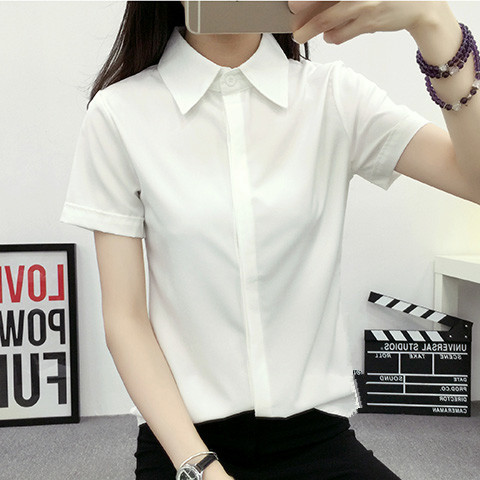White Loose Short Sleeve Shirt - Large Women'S Formal Wear บทวิจารณ์และราคา