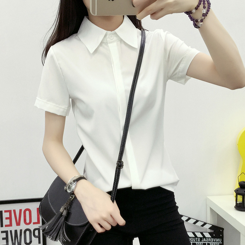 White Loose Short Sleeve Shirt - Large Women'S Formal Wear บทวิจารณ์และราคา