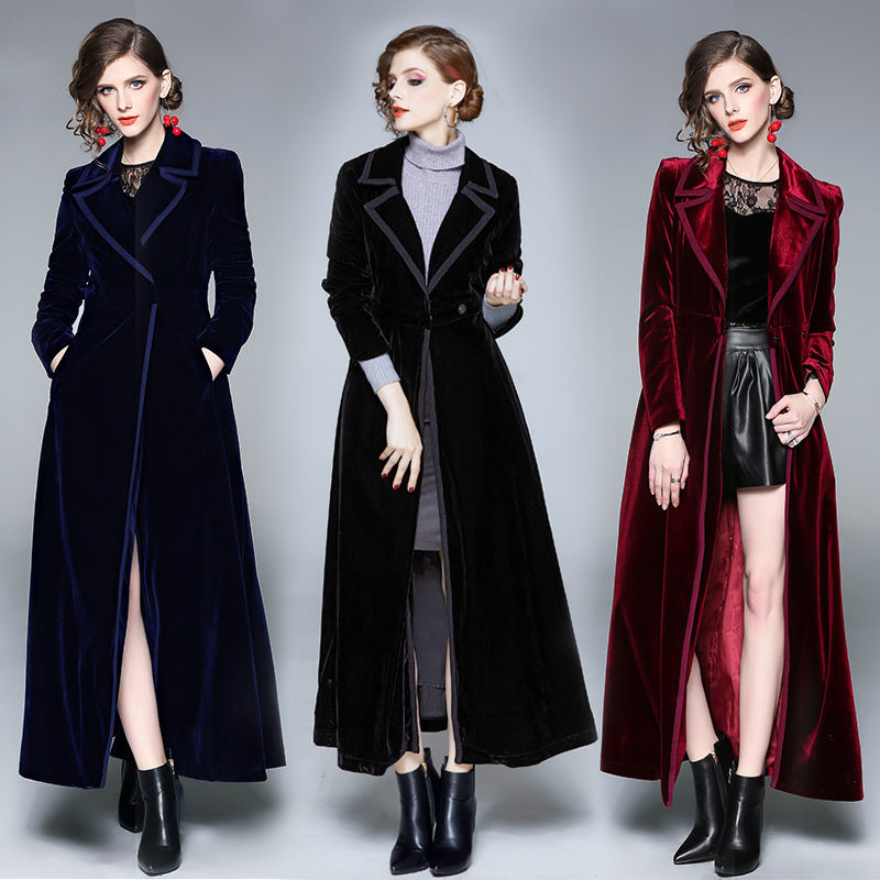 Golden Velvet Long Windbreaker - Trench Coat Formal บทวิจารณ์และราคา