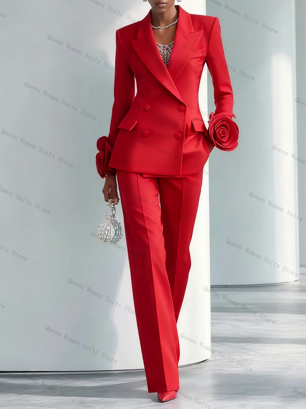 Luxury Red Women Suit Set 2 Pc - Women Luxury Formal Wear บทวิจารณ์และราคา