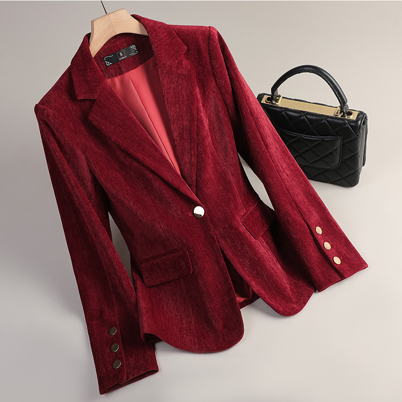 Yellow Gold Velvet Blazer Wome - Women'S Office Formal Wear For Ladies บทวิจารณ์และราคา
