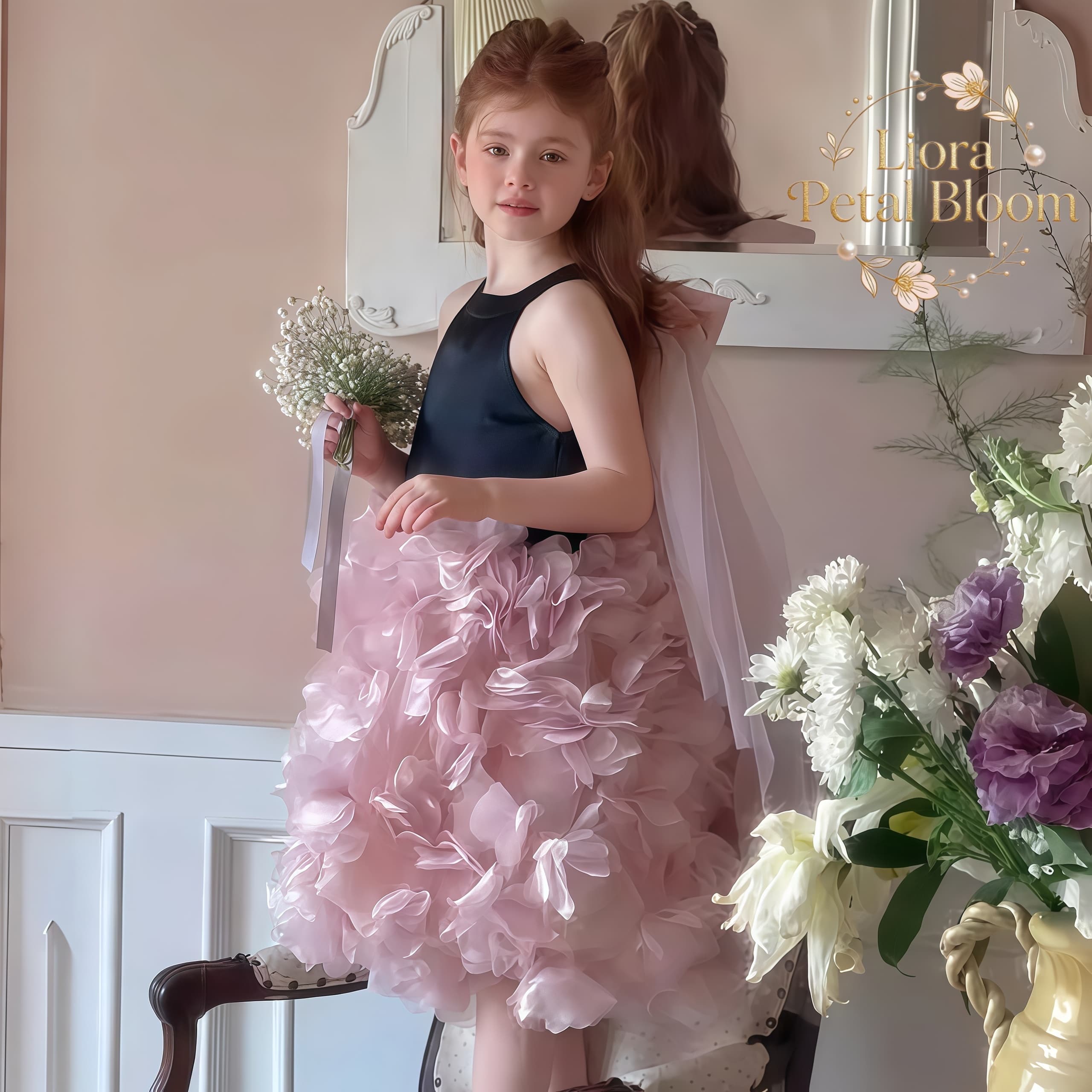 Girls' Black Floral Tulle Dres - Formal Wear Gowns For Women บทวิจารณ์และราคา