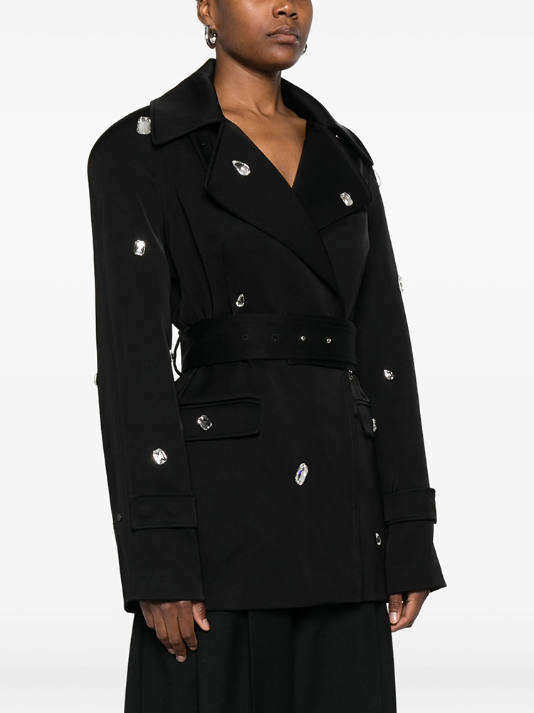 Black Double-Breasted Trench C - Trench Coat Formal บทวิจารณ์และราคา