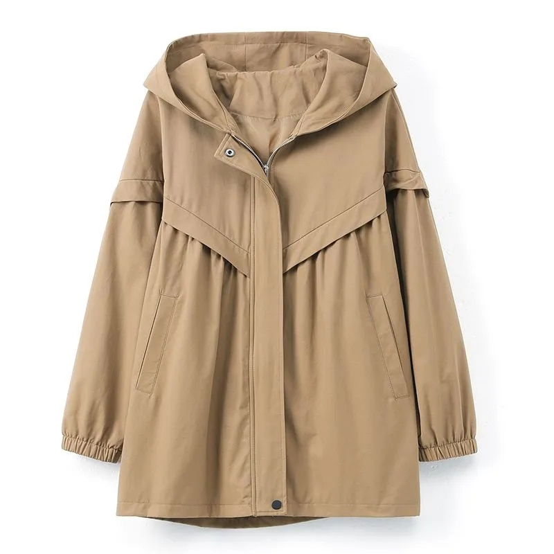 5XL Hooded Trench Coat Casual  - Trench Coat Formal บทวิจารณ์และราคา