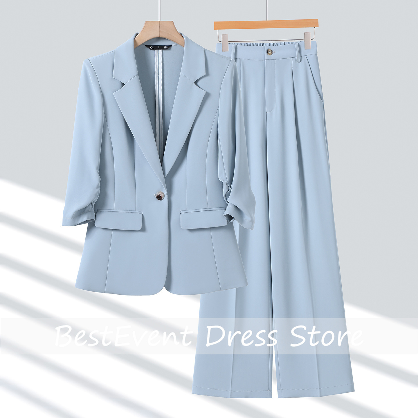 Light Blue Women's Suit Jacket - Blazer Set Women Formal บทวิจารณ์และราคา