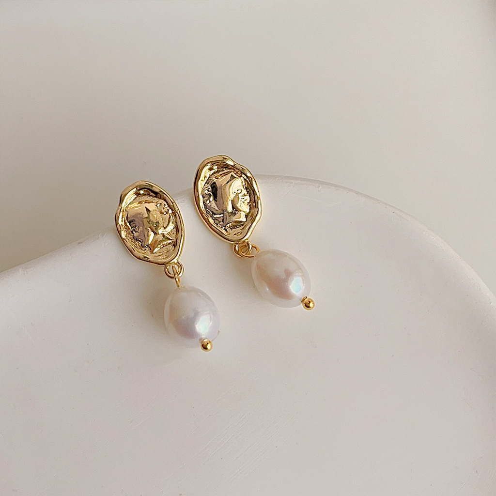 DIY accessories French retro b - Pearl Earring Stud บทวิจารณ์และราคา