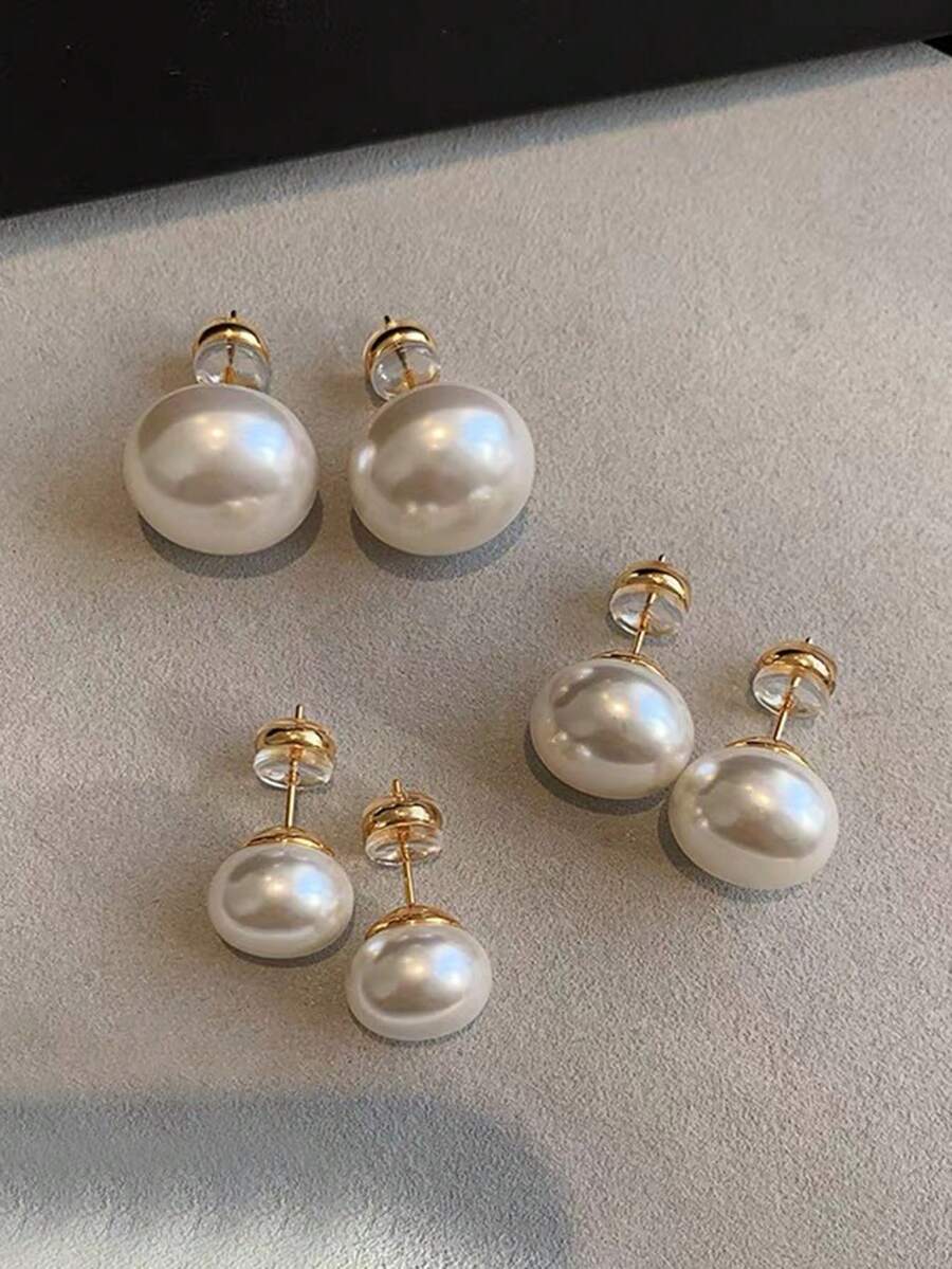 3 Pairs Retro Minimalist Elega - Pearl Earring Stud บทวิจารณ์และราคา