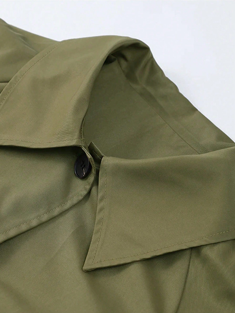 New In Plaid Lining Solid Tren - Trench Coat Formal บทวิจารณ์และราคา