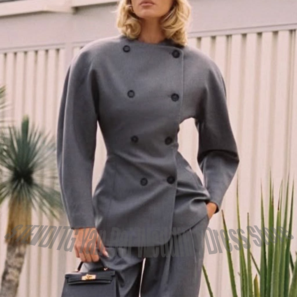 Classic Grey Women's Suit Set  - Women Formal Wear Shirt And Pant บทวิจารณ์และราคา