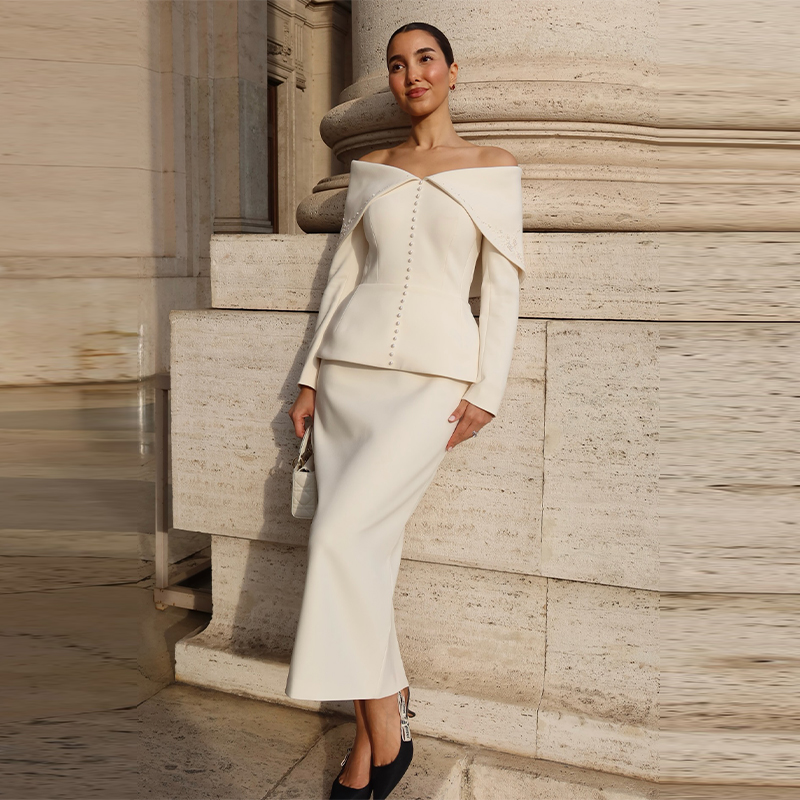 Elegant French White Peplum Tw - Women'S Office Formal Wear For Ladies บทวิจารณ์และราคา