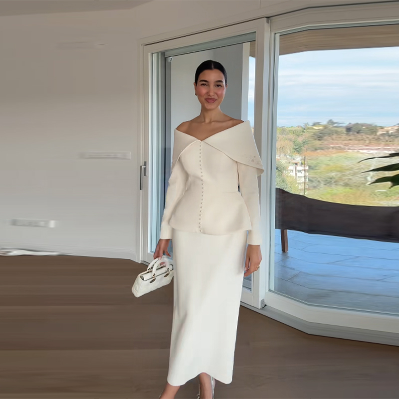 Elegant French White Peplum Tw - Women'S Office Formal Wear For Ladies บทวิจารณ์และราคา