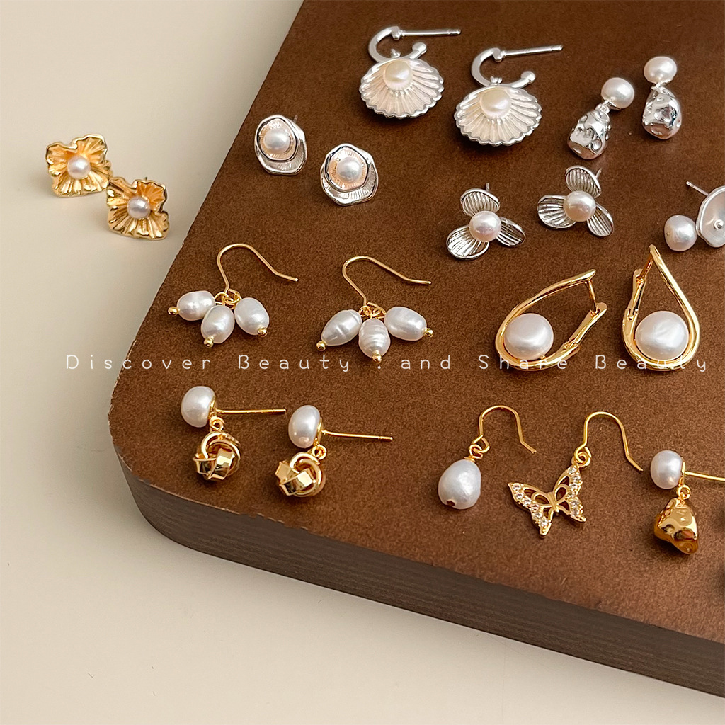 DIY accessories Fashion commut - Pearl Earring Stud บทวิจารณ์และราคา