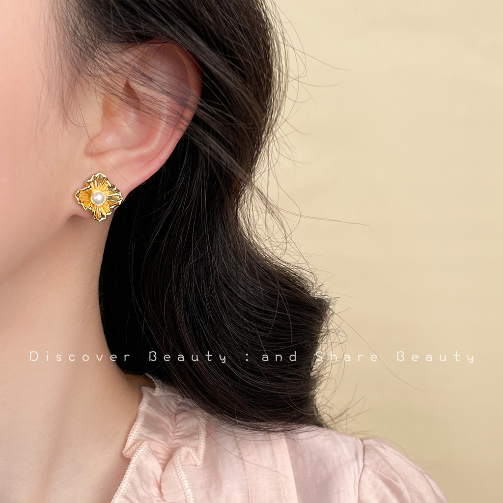 DIY accessories Fashion commut - Pearl Earring Stud บทวิจารณ์และราคา
