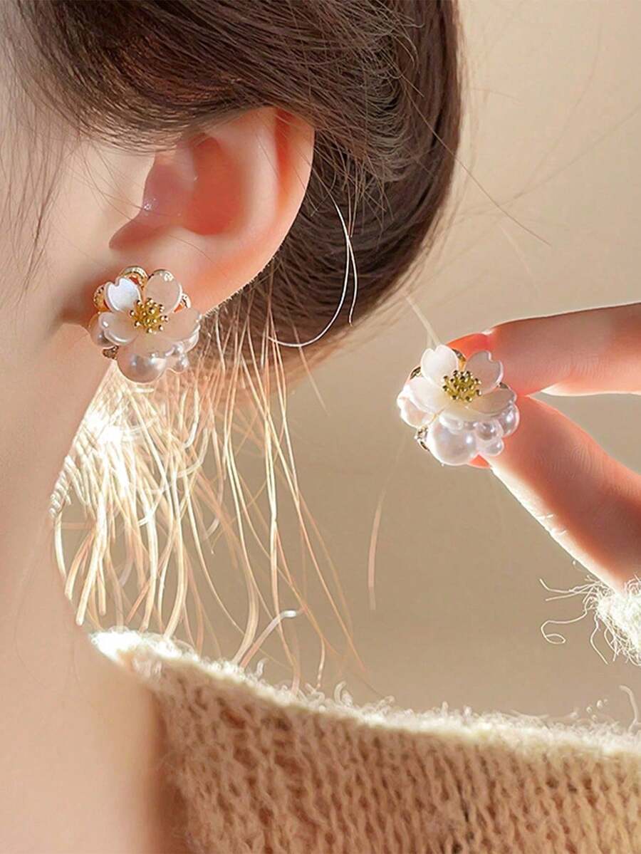 Topshiny 1 Pair Fashion New Pe - Pearl Earring Stud บทวิจารณ์และราคา