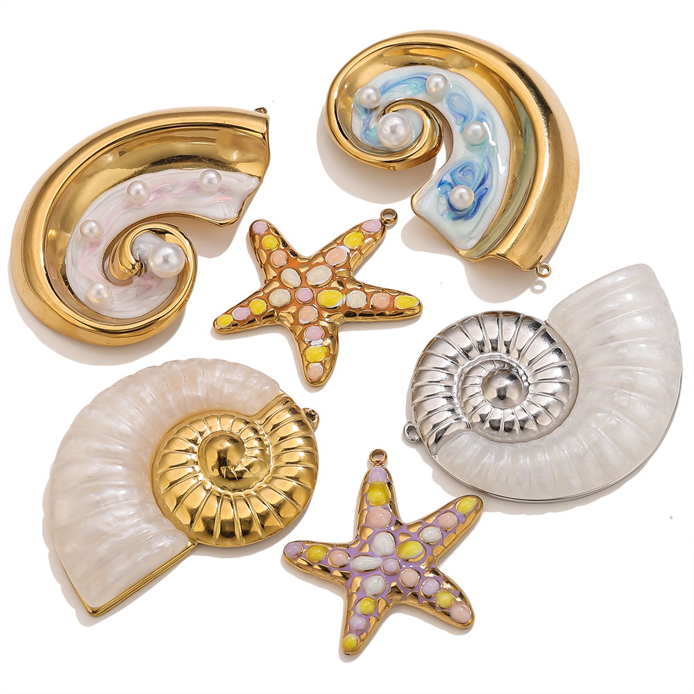 2PCS Pearl Conch Starfish Stai - Pearl Earring Stud บทวิจารณ์และราคา