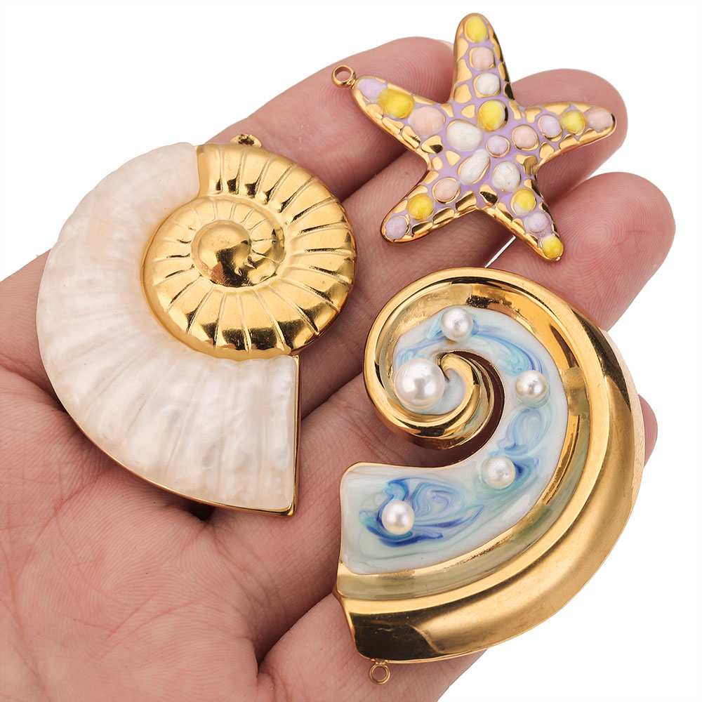 2PCS Pearl Conch Starfish Stai - Pearl Earring Stud บทวิจารณ์และราคา