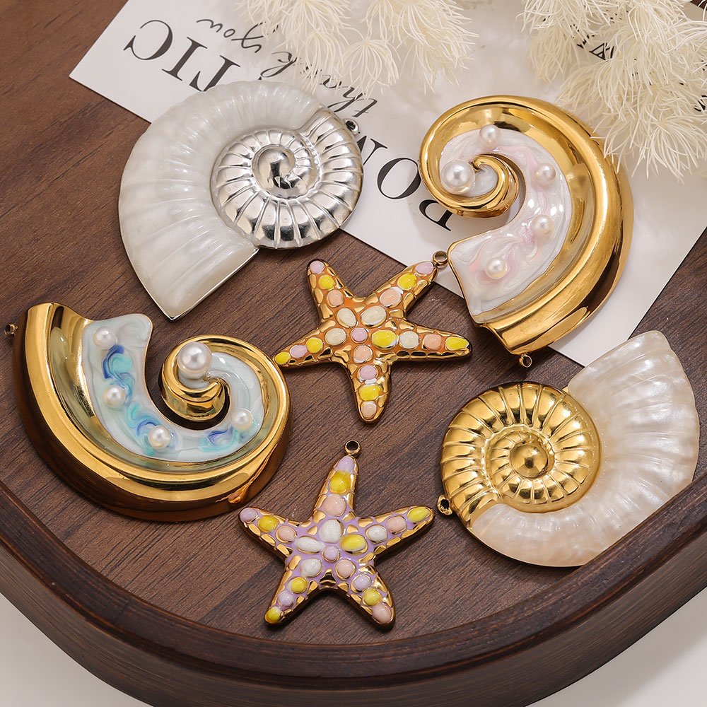 2PCS Pearl Conch Starfish Stai - Pearl Earring Stud บทวิจารณ์และราคา