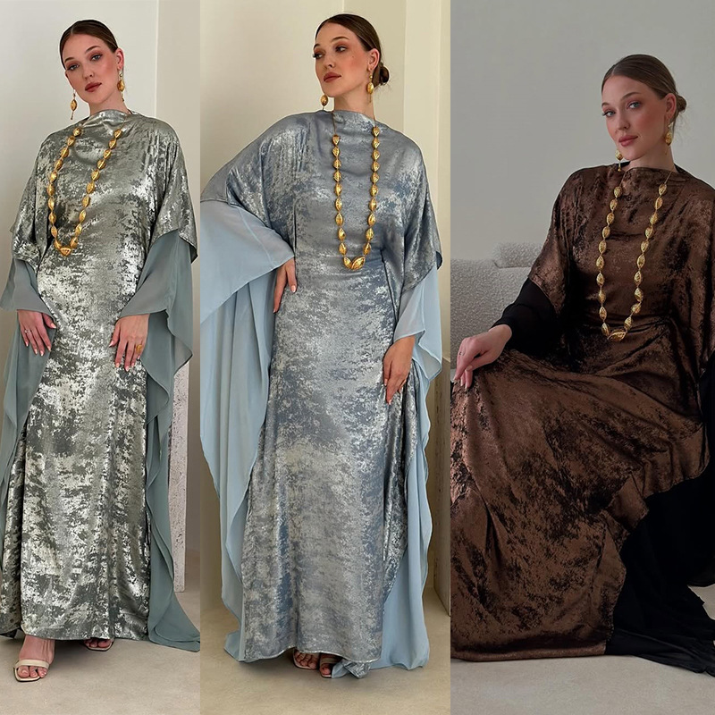 Modest Metallic Abaya Evening  - Women Formal Wear Dubai บทวิจารณ์และราคา