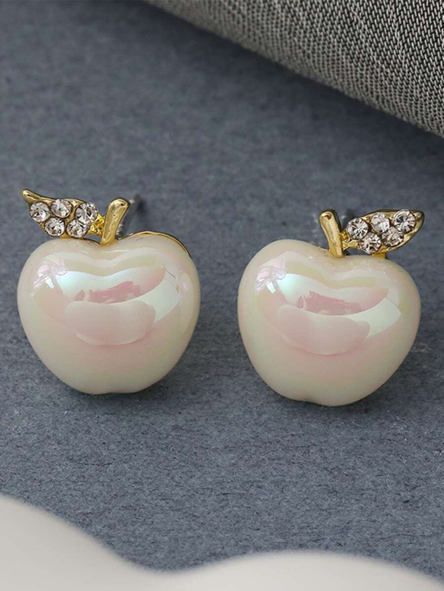 1 Pair Rhinestone Studded Shin - Pearl Earring Stud บทวิจารณ์และราคา