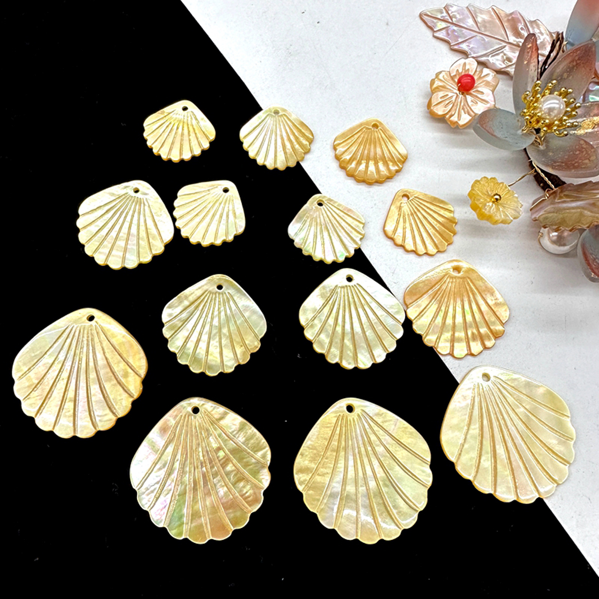 5Pcs Shell Beads With Hole Nat - Pearl Earring Stud บทวิจารณ์และราคา