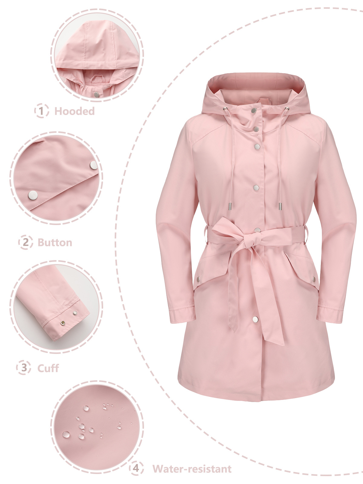 Spring Autumn New Hooded Water - Trench Coat Formal บทวิจารณ์และราคา